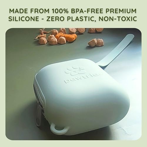Image of Pawtria Home Compostable Dog Poop Bag Rolls (120) + Silicone Treat Pouch | 120 Leak-Proof Poop Bags for Dogs, TUV Austria Home Compost Certified & BPA-Free Silicone Treat Case
