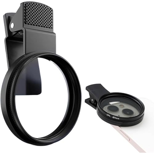67mm Cpl Filter, Cpl Filter for Phone,Universal Clip-On Polarizing Lens for Smartphones, Phone Lens Attachments, Reduces Glare and Enhances Colors, Ideal for Outdoor Photography and Travel