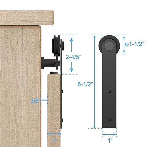 ZEKOO 4FT Super Mini Sliding Barn Door Hardware Kit for Single Door Cabinet, Small Barn Door Hardware Track Kit for TV Stand, Cupboards, Storage Cabinets, Wardrobes, I Shape Hanger (No Cabinet) by ZEKOO - Image 6