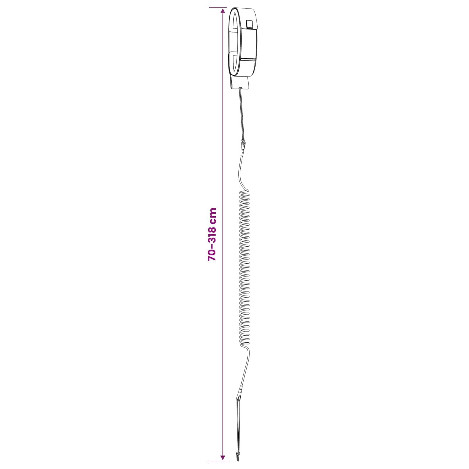 SUP Leash - Corda da SUP da 318 cm, in polipropilene, con cinturino imbottito alla caviglia e girevole, per surf, bodyboard, longboard, shorboard, sport acquatici all'aperto