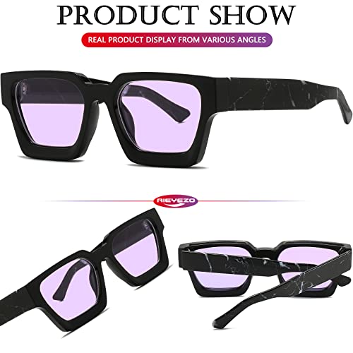 Image of AIEYEZO Square Sunglasses for Women Men Square Thick Frame Sun Glasses Simple Designer Style Shades