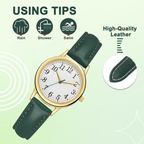 Reloj de Pulsera Elegante para Mujer, Analógico de Cuarzo Clásicos con Números Arábigos, Reloj de Vestir Moda con Correa Cuero para Mujer Niña