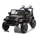 CoolGrows Ride on Car, Electric Cars for Kids, 12V Electric Ride-on Toy with Remote Control, LED Lights, Music, Radio, 2 Speed Modes Smooth Start for 3-6 Years Old, Max Weight 25KG - Black
