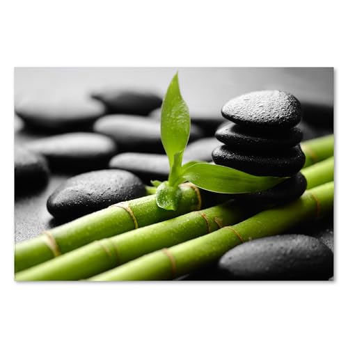 Postereck - 0576 - Wellness, Spa, Piedras, Bambú y Relax – Impresión Lámina Arte de Pared, Decoración de Baño Zen, Naturaleza - Canvas - 75,0 cm x 50,0 cm