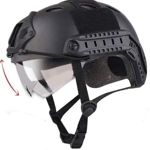 CMAIR4U Airsoft PJ Type Paintball Fast Helmet with Visor Goggles (BK)