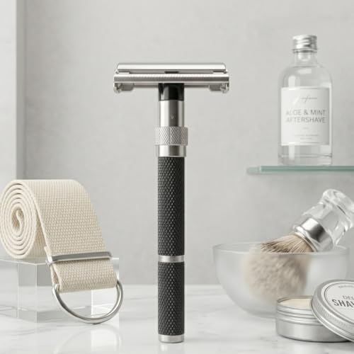 MasQQ Premium Safety Razor with Long Handle Butterfly Open Design for Smooth Daily Grooming and Comfortable Shaving Experience