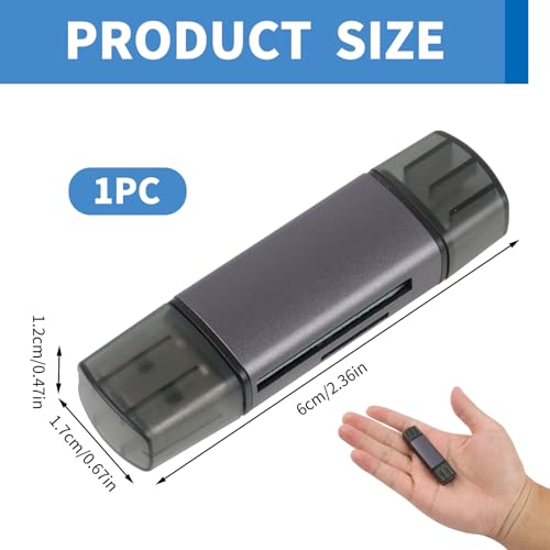 Lector de Tarjetas SD/Micro SD,Lector Tarjetas SD a USB Dual, Compatible con Portátiles, Tablets, Móviles y PC, Lector SD y MicroSD de Alta Velocidad con Doble Conector Plug & Play - imagen 2