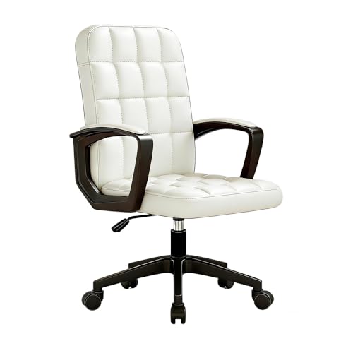 Future Warrior Chaise de Bureau Ergonomique en Cuir - Pivotante à 360° - Haute densité - Point culminant - Hauteur réglable - avec accoudoirs - Blanc -...