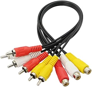GELRHONR 3 RCA Female to 6 RCA Male Splitter, 6 Way RCA,AV Audio Video Y Splitter Adapter Extension Cable for TV,DVD,Set-Top Box-12inch