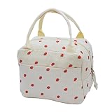 Langlebig wasserdicht: Die kühltasche klein für das Mittagessen sind mit einem süßen Erdbeermuster bedruckt, mit einem langlebigen wasserdichten Stoff und einem präzisen Liniendesign. Dicht, verdickt, kollisionssicht, wasserdicht, leicht zu reinigen, kühlschutz, dauerhafte Wärmedämmung. Die ist mit einem verstärkten Metallreißverschluss versehen, um sicherzustellen, dass die Mittagessäcke langlebig ist