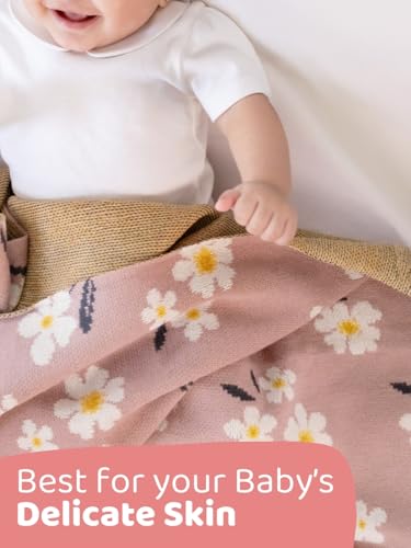 Image of haus & kinder Knitted Baby Blanket, Soft Breathable Baby Blankets Newborn, Premium Baby Blanket for 0-2 Years, Cozy Blankets for Crib, Nursery & Stroller, New Born Baby Essentials | Petal Pink