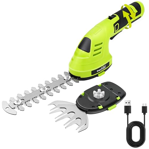SnapFresh Cordless 7.2V Hedge Trimmer & Grass Shears, 180° Rotating Head | 2-in-...
