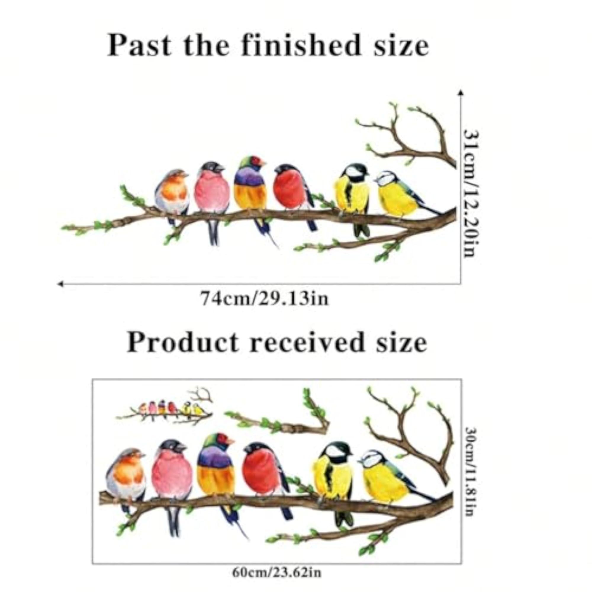 Colorful Birds on Tree Branch Wall Sticker