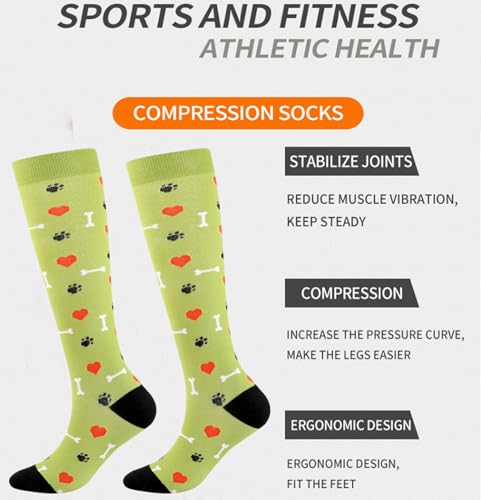 Image of Women's Knee High Compression Socks for Running Work Support Nurses Pregnancy Travel,Colorful Over The Calf Socks,#W402