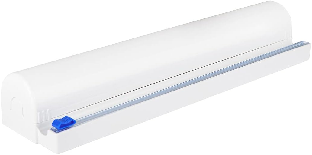 Refillable Plastic Wrap Dispenser with Slide Cutter, Fovanga cling wrap with slide