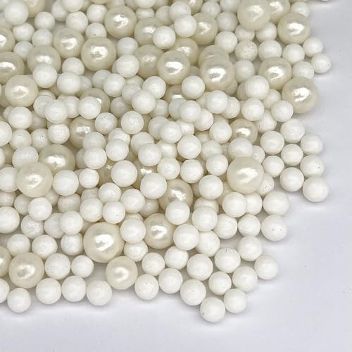 Image of Manvscakes Sprinkles- Edible Cake and Cupcake Sprinkles with Assorted Shapes and Sizes for Parties, Metallic Sprinkle Mix for Cookies, Ice Cream, Cake and Cupcake Decorating, Silver white sprinkle