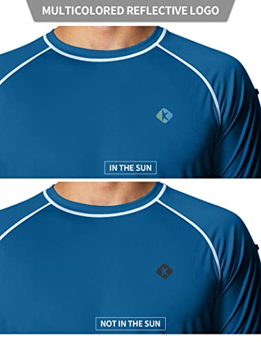 Men's Swim Shirts Quick Dry Rash Guard Upf 50+ Sun Protection Fishing Beach Water Shirts Short Sleeve Ocean Blue #TOP4