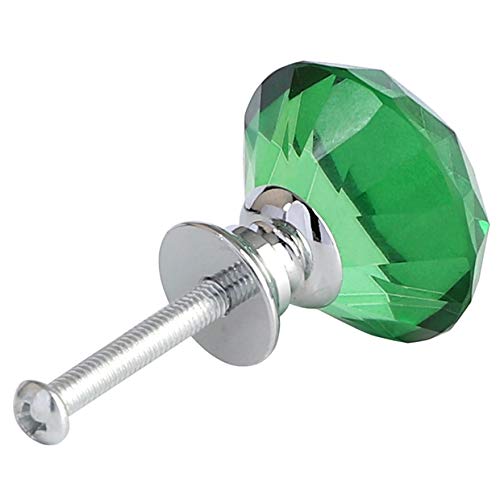 Anjuu 12 Pcs 30Mm Diamond Shape Crystal Glass Cabinet Knobs With Screws Drawer Knob Pull Handle Used For Kitchen, Dresser, Door, Cupboard (Green) #TOP2