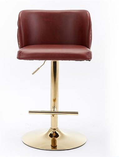 Miniatura 4 de Juego de 2 taburetes de bar giratorios de altura de mostrador, modernos taburetes de bar tapizados de poliuretano con respaldo copetudo y bordes de