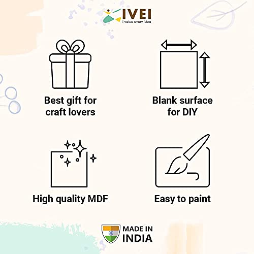 Image of IVEI MDF DIY Coasters with Holder Stand - MDF Plain Wooden Coasters & Holder Blank Cutouts for Painting, Sheet Craft, Decoupage, Resin Art Work & Decoration (Round with Vertical Holder)