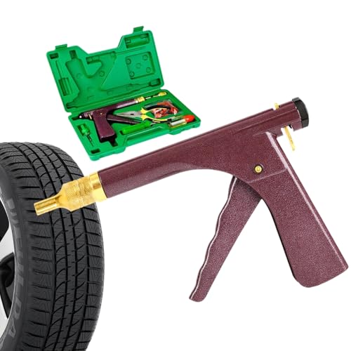 Ceesumpor Tire Gun Plug Repair Kit Tire Gun Repair Kit Tire Plug Kit Heavy Duty Professional Car Tire Repair Kit with Plugs Tire Patch Kit Tire Puncture Repair Kit Tire Plug Repair Kit (Brown)