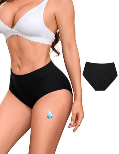 Briyat Bragas Menstruales Algodón Mujer Flujo Abundante Ropa Interior Menstrual e Incontinencia Comodidad y Protección Todo el Día,Negro,M