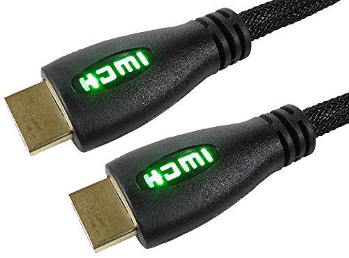 Pro Signal 99HD4-02GN High-Speed 4K HDMI Cable with Ethernet, 2m, Green LED Lights, Braided Nylon, Gold-Plated Connectors