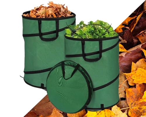 Sacco Foglie Giardino 80 Litri Sacchi Rifiuti da Giardino Pieghevole con Maniglie Raccoglitore Foglie Resistente Multiuso Colore Verde Mod. PopUp