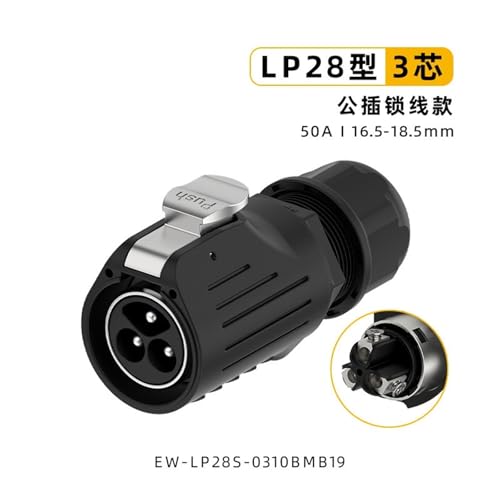 Conector macho de aviación EW-LP282 impermeable de 3 pines con bloqueo 3