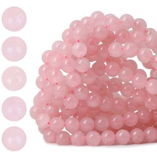 120Pcs Natural Stone Beads 6mm Round Rose Quartz Gemstone Loose Beads