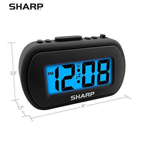 image for SHARP Digital Alarm Clock – Tactile Case with Soft Rubberized Finish