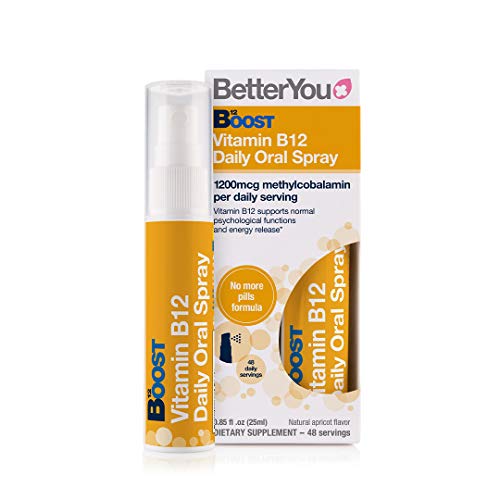 BetterYou Boost Vegan Vitamin B12 Oral Spray | Organic Daily Vitamin Spray Supplement for Energy Boost | 1,200 IU Vitamin B12 | 25ml (192 Sprays)
