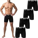 Pesail Lot de 5/10 boxers pour homme   Taille M à 6XL   Avec jambes allongées   En coton   Caleçon confortable   Style rétro   Sans étiquette qui gratte   Jambe longue, Lot de 10   Noir, XXL