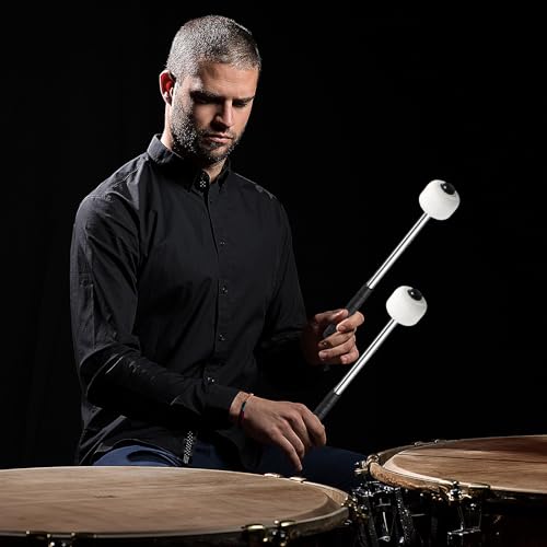 2 baquetas de fieltro para batería, con bolsa de transporte y cuerda antideslizante, accesorios para instrumentos de percusión (blanco) miniatura 7