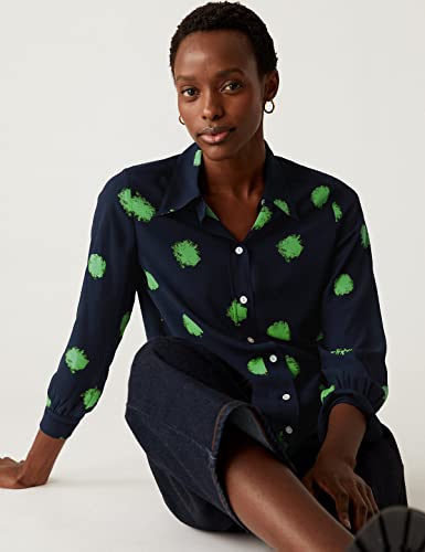 Image of Marks & Spencer Womens Printed Polyester Collared Neck Regular Fit Shirt