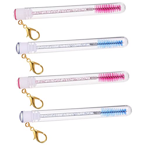 WRITWAA 4pcs Keychain Eyelash Brush Set for Makeup Strong Portable Comb for Eyebrows Lashes
