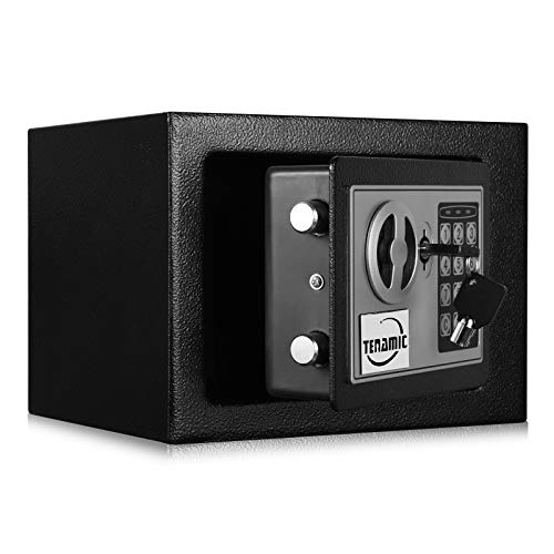 Image of TENAMIC Safe Box 0.23 Cubic Feet Electronic Digital Security Box, Keypad Lock Box Cabinet Safes, Solid Alloy Steel Office Hotel Home Safe, Black