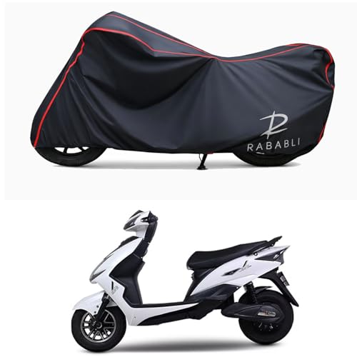 Image of Waterproof Bike Body Cover Compatible for | EeVe Wind STD | Taffeta Fabric, Red Piping Design, Bottom Elastic Fit | Dustproof, Sun UV & Rain Protection for All Bikes