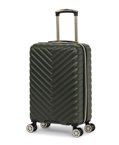 Image of Kenneth Cole REACTION Women's Madison Square Hardside Chevron Expandable Luggage, Olive, 20-Inch Carry On, Kenneth Cole Reaction Women's Madison Square Hardside Chevron Expandable Luggage