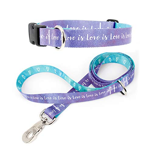 Tolt Supply Love is Dog Collar & Leash Set - Military Grade Rustproof Buckle, Extra Heavy Duty Quick Clasp - Made in The USA