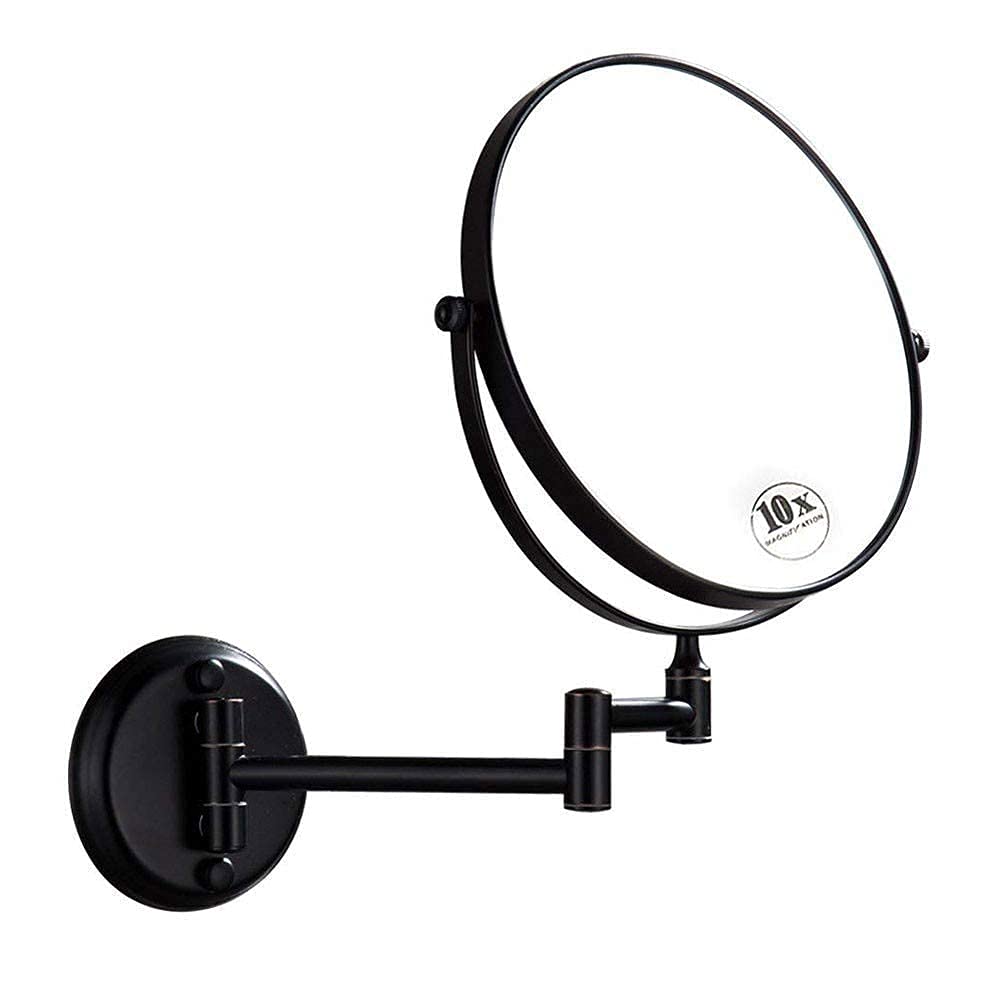 Miroir grossissant 10X mural avec double face et bras rond extensible