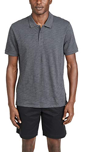 Vince Men's Short Sleeve Classic Slub Polo Shirt, Sphere, Grey, Large