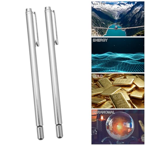 Kupfer-Sondierstäbe,2 Stück Wünschelruten,Wünschelruten aus Kupfer,für Wahrsagungs- und Wassererkennung/Findwerkzeuge(Silber)