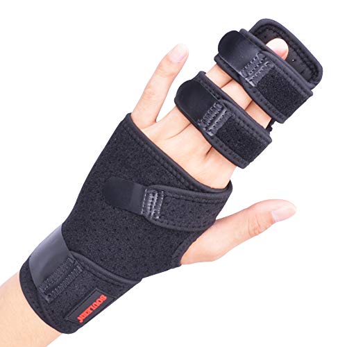 Trigger Finger Splint for Two or Three Finger Immobilizer, Finger Brace for Broken Joints, Sprains, Contractures, Arthritis, Tendonitis and Pain Relief (Left, L/XL)