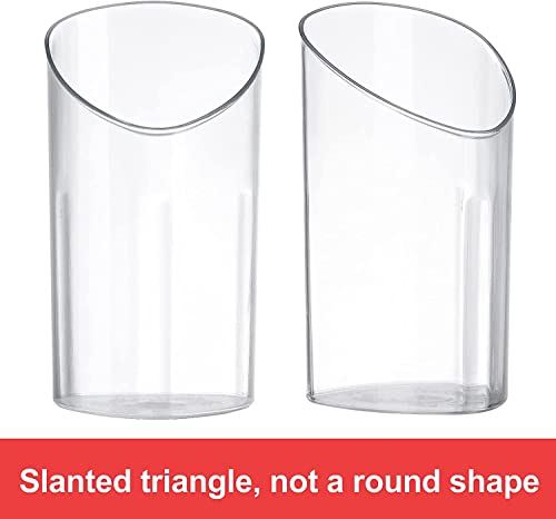 KAHEIGN 100Pcs Mini Angled Dessert Cups, 75ml Plastic Round Dessert Cups Clear Parfait Appetizer Cup Reusable Serving Bowl for Dessert Pudding Mousse Party (8.5 x 4cm)