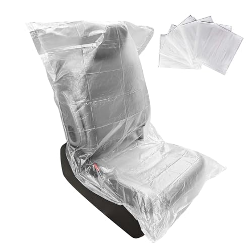 TIANRUIDA Paquete de Fundas Desechables de plástico para Asiento de Coche, Protector de vehículo (Grueso/Paquete Individual (20 g x 50 Unidades)