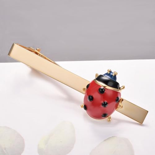 Image of Unique Insect Tie Clip for Men Bee Fish Butterfly Turtle Ladybug Novelty Tie Bar Silver Gold Animal Party Anniversary Jewelry Gift