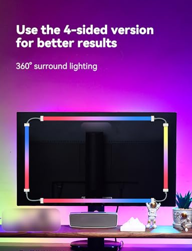 Image of Monitor LED Backlights for PC & Mac, LED Strip Light Sync with Screen Color /Music, Computer Light Bar Behind Screen, LEDs for Desk Gaming, USB Port,Software Control, G100 (4-Side 24inch)