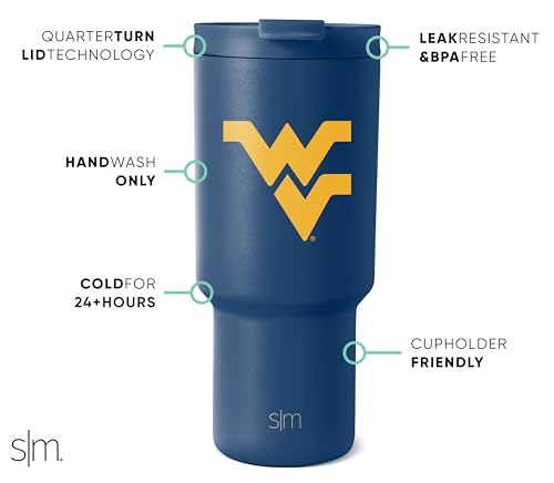 Image of Simple Modern West Virginia Mountaineers Tumbler & Straw | 30oz, Collegiate
