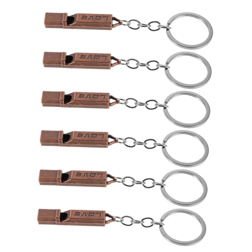 BESTonZON Camp Whistle Keychain Set 6pcs Brass Whistles for Emergency Hiking and Outdoor Adventures